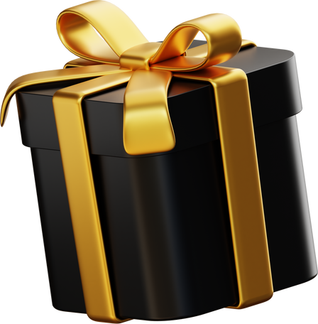 3D Black Gold Gift Present